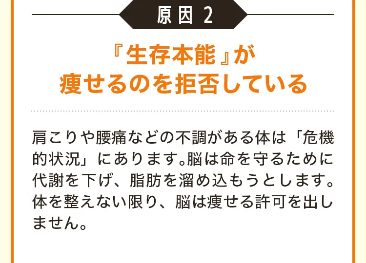 原因2：『生存本能』が痩せるのを拒否している。