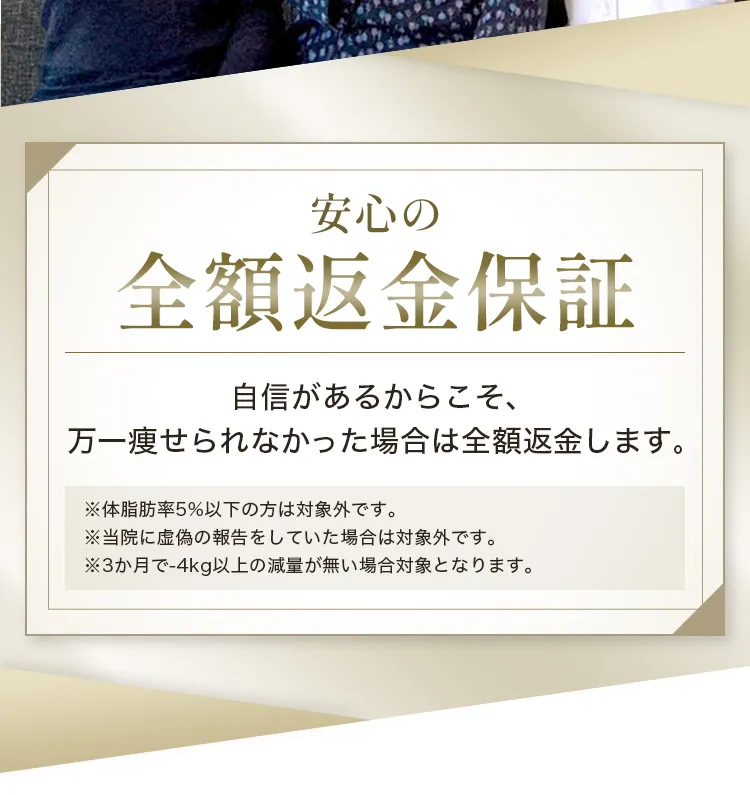 安心の全額返金保証